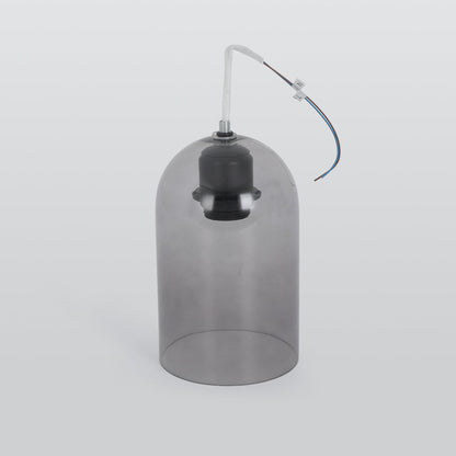 Valentina Modern Cylinder Semi-Flush Mount Clear Glass Ceiling Light, Cognac/Grey