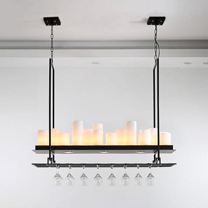 Austin Candle Black Chandeliers for Kitchen Island, Wine Glass Holder