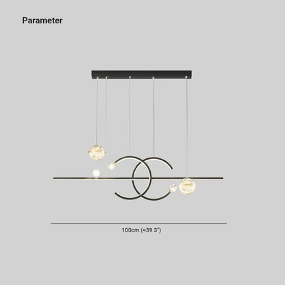 Arisha Pendelleuchte Double-C, Gold/Schwarzer Sternenhimmel