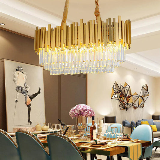 Kristy Nordic postmoderne luxe gouden kristallen kroonluchter voor eetkamer en woonkamer