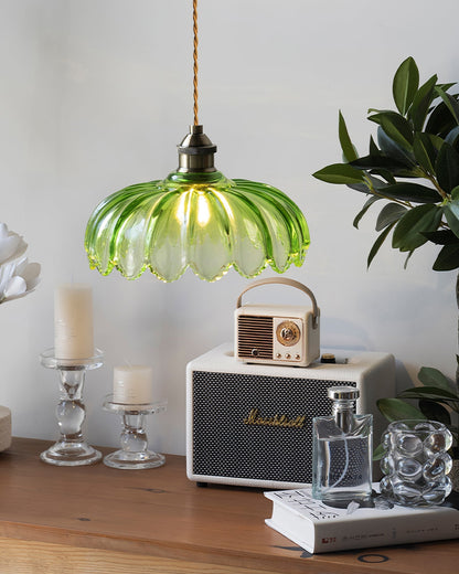 Limea Green Glass Flower Pendant Light
