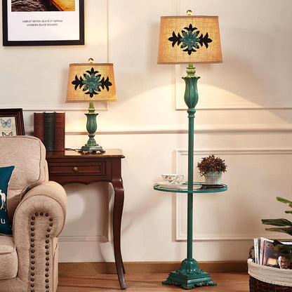 Eryn Floor Lamp Table Vintage, Metal/Resin, Green, Living Room