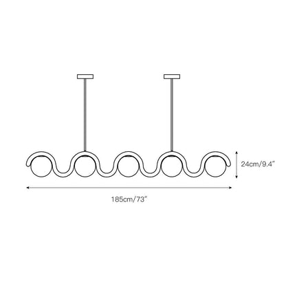 Uveta Linear Chandelier Red&Silver