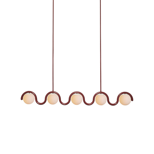 Lustre linéaire Uveta Rouge et Argent