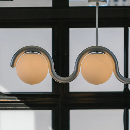 Uveta Linear Chandelier Red&Silver