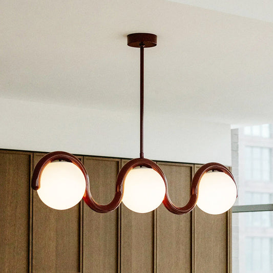 Lustre linéaire Uveta Rouge et Argent