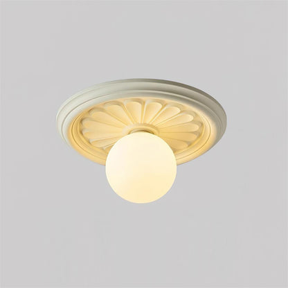Ivorelle Vintage Carved Ceiling Light with Globe Shade
