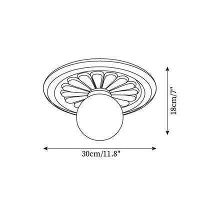 Ivorelle Vintage Carved Ceiling Light with Globe Shade