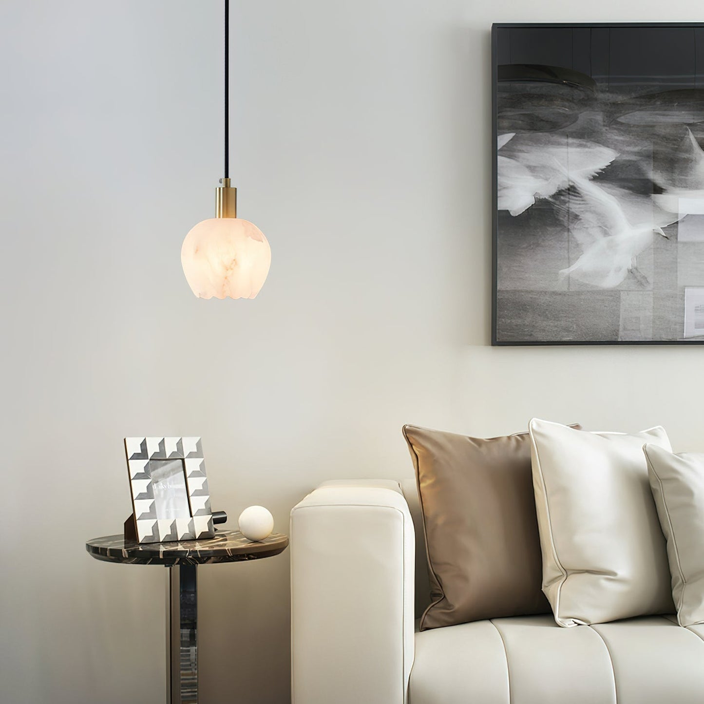 Ritta Pendant Light Flower-shaped  Alabaster