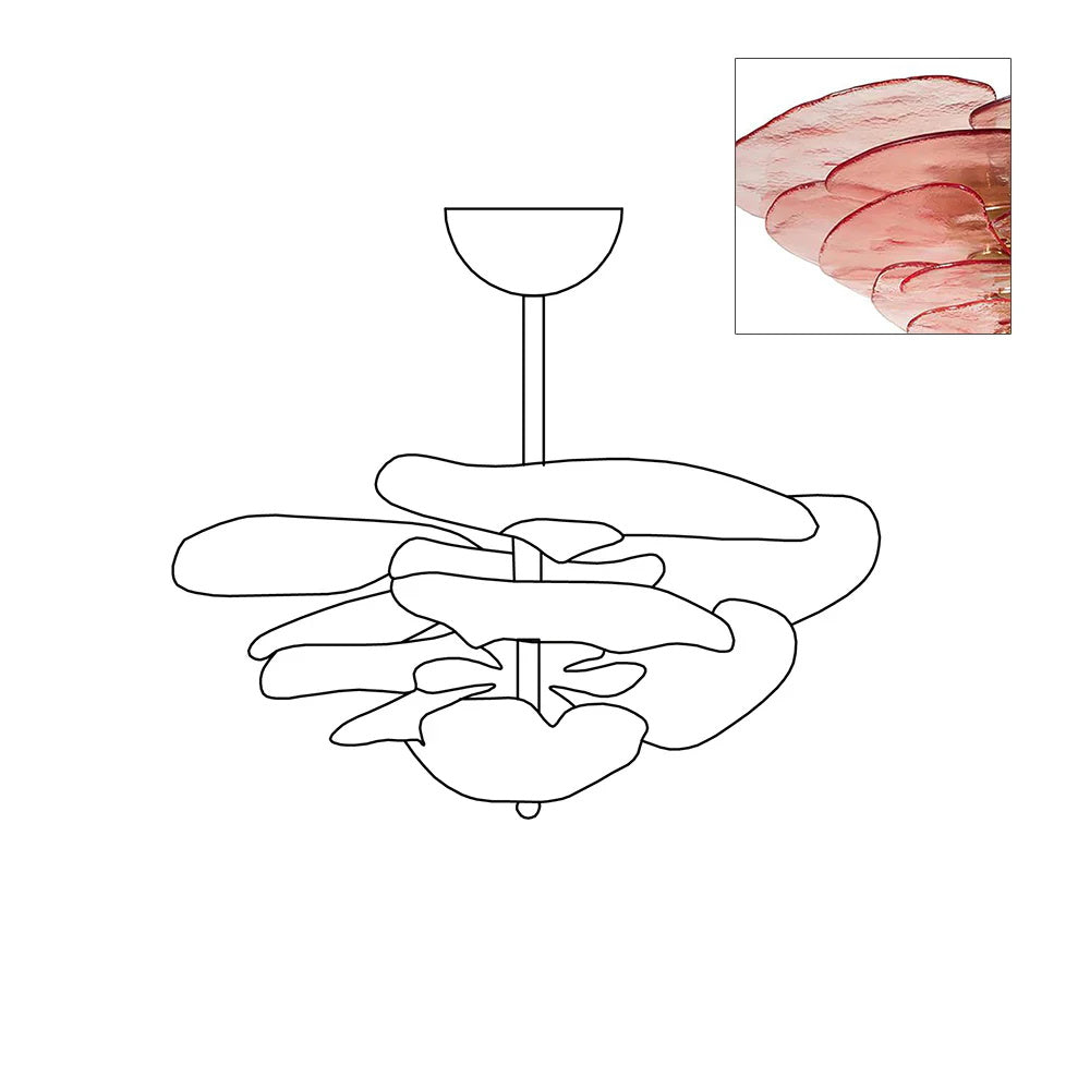Lotus Lustre Verre Contemporain Feuille En Couches