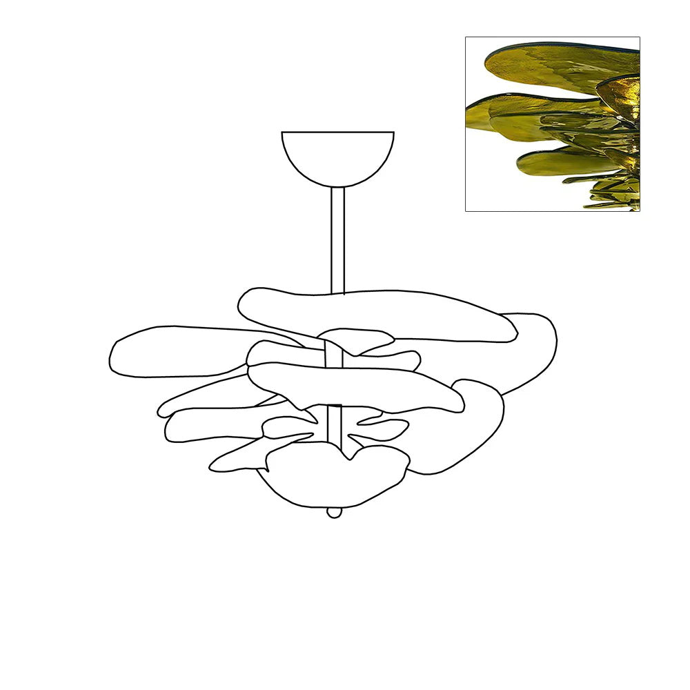 Lotus Lustre Verre Contemporain Feuille En Couches
