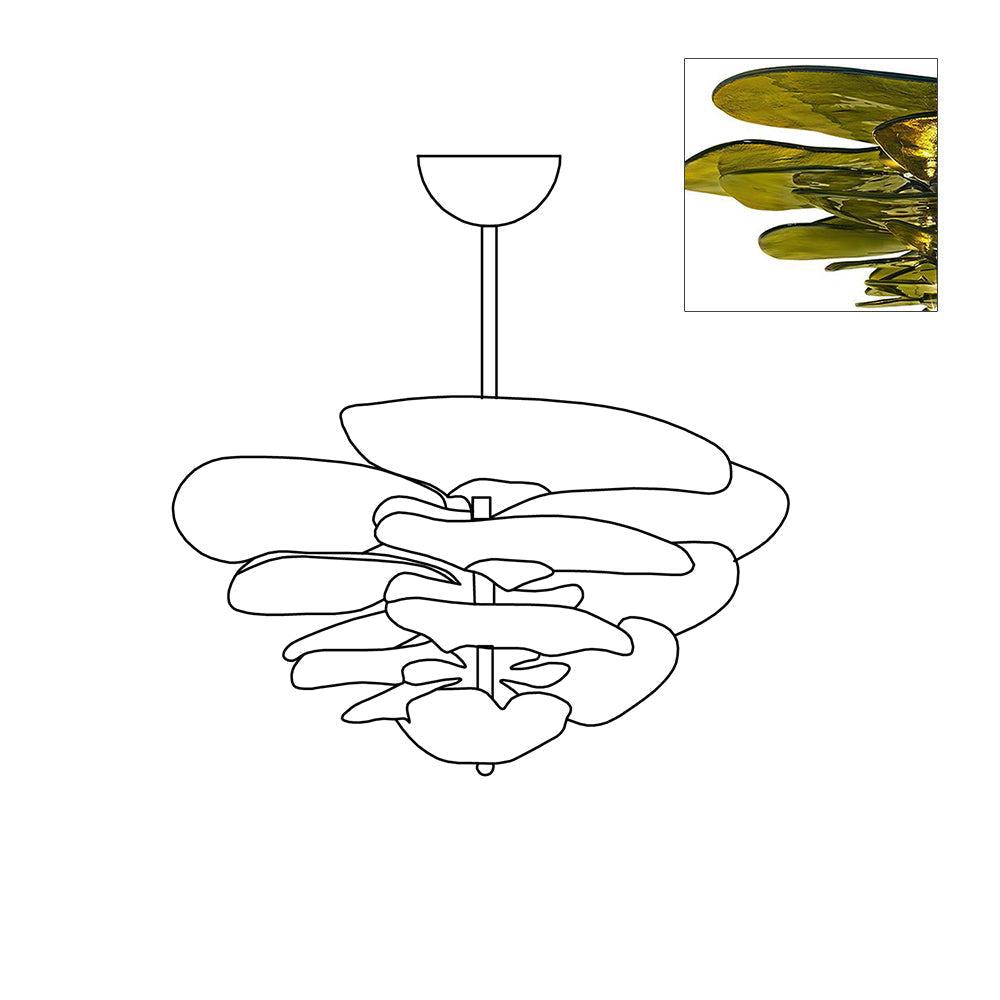 Lotus Lustre Verre Contemporain Feuille En Couches