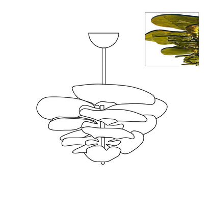 Lotus Lustre Verre Contemporain Feuille En Couches