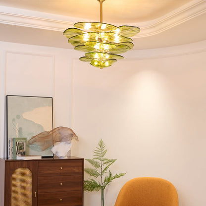 Lotus Lustre Verre Contemporain Feuille En Couches