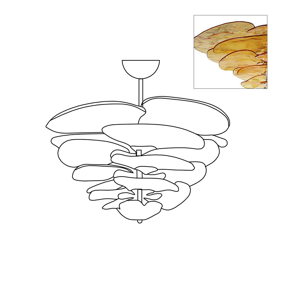 Lotus Lustre Verre Contemporain Feuille En Couches