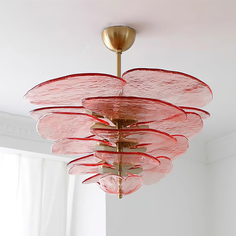 Lotus Lustre Verre Contemporain Feuille En Couches