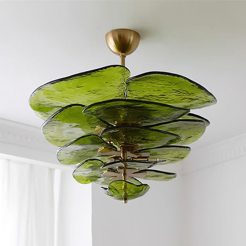 Lotus Lustre Verre Contemporain Feuille En Couches