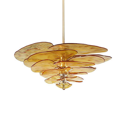 Lotus Lustre Verre Contemporain Feuille En Couches