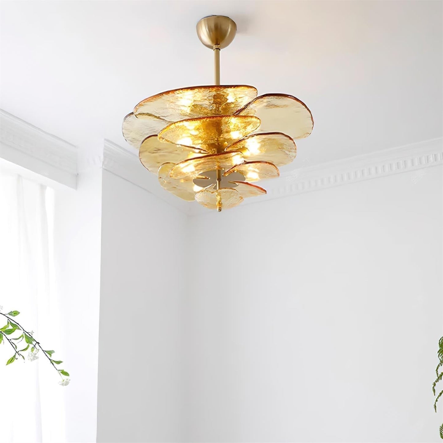 Lotus Lustre Verre Contemporain Feuille En Couches