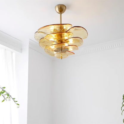 Lotus Lustre Verre Contemporain Feuille En Couches