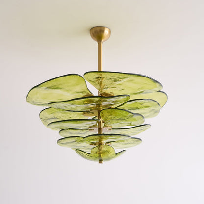Lotus Lustre Verre Contemporain Feuille En Couches