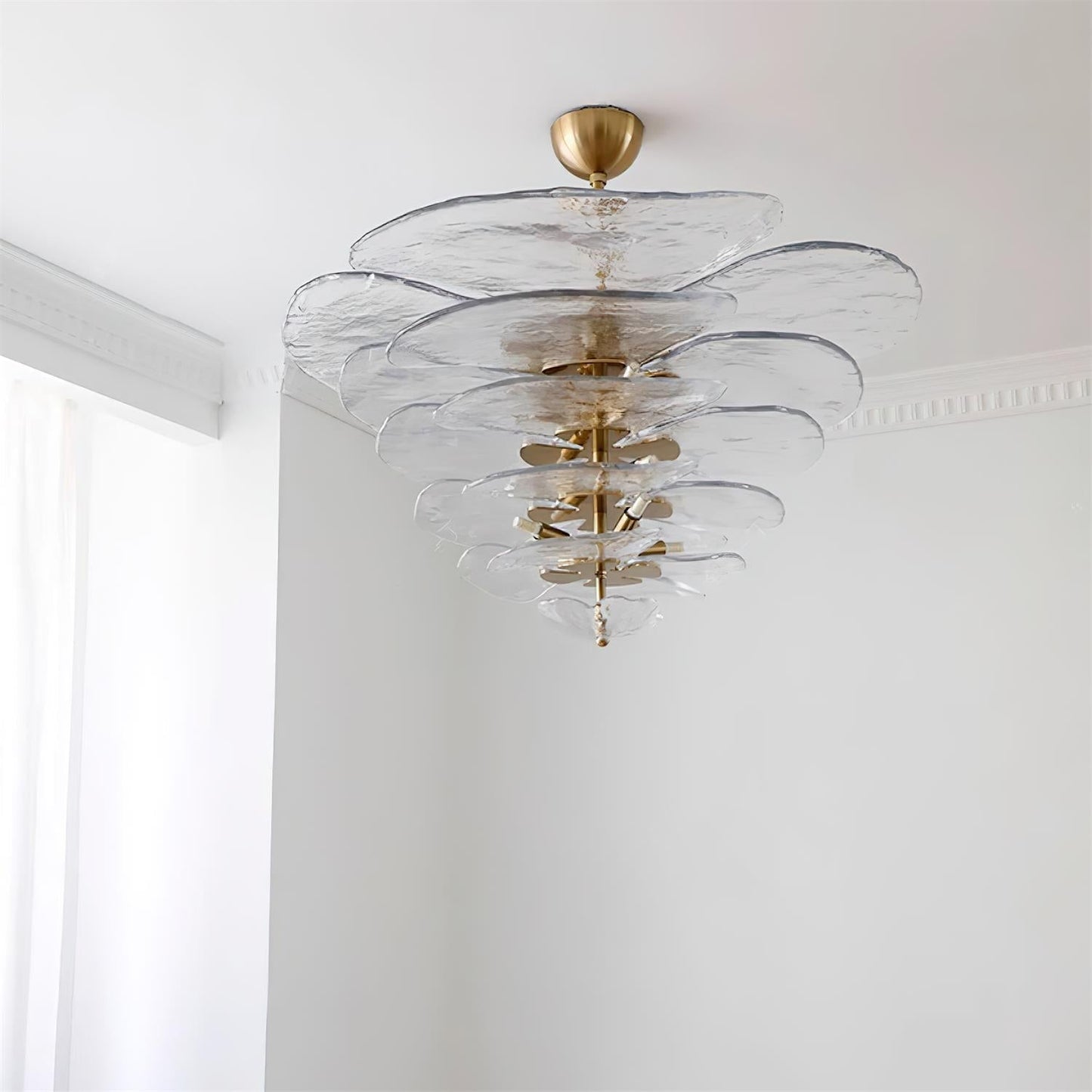 Lotus Lustre Verre Contemporain Feuille En Couches