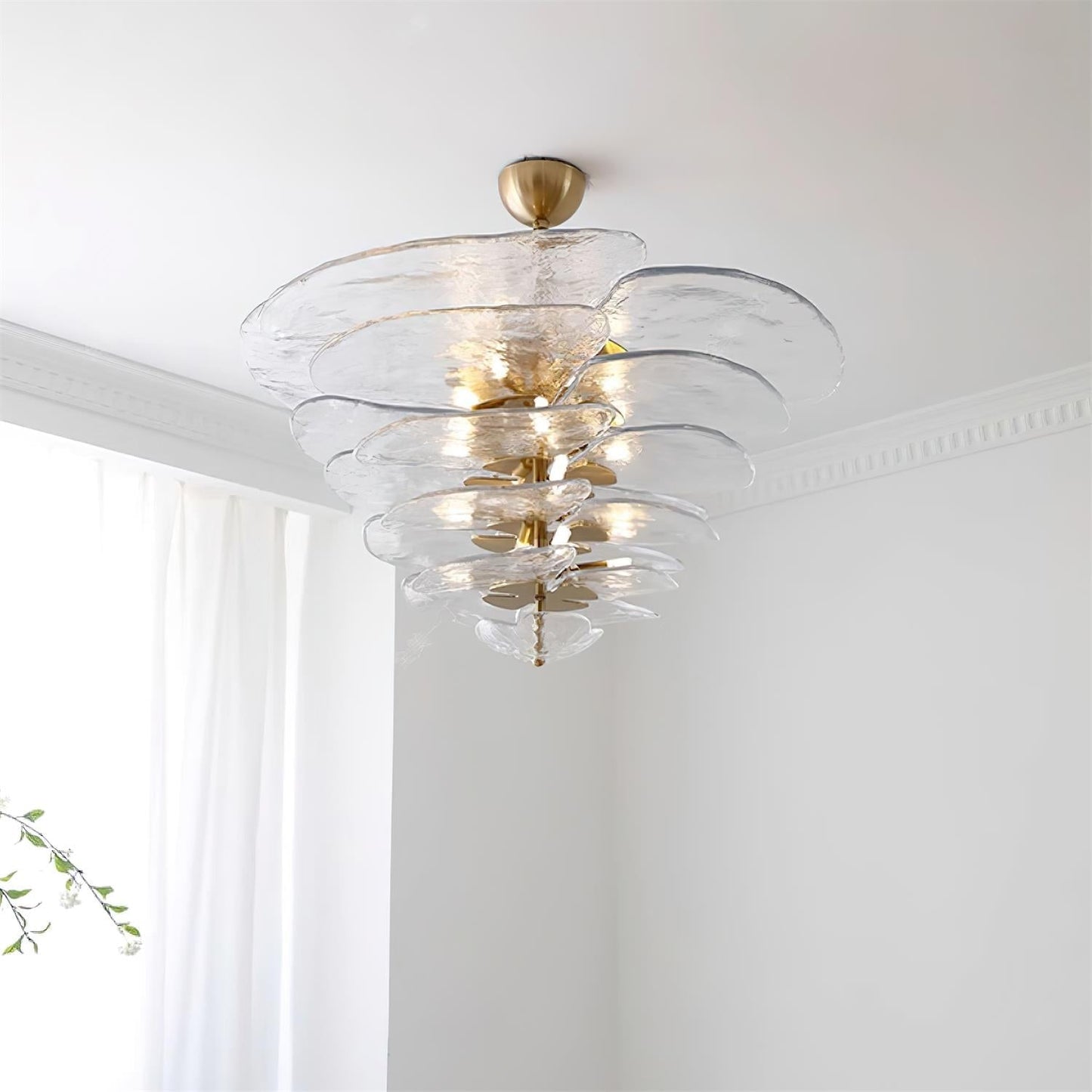 Lotus Lustre Verre Contemporain Feuille En Couches