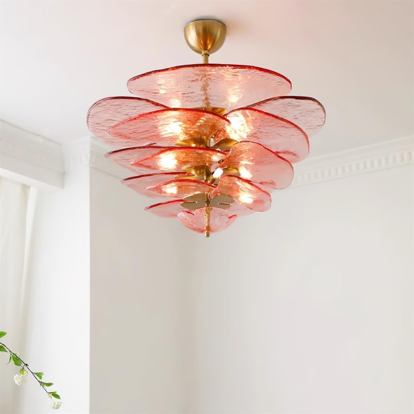 Lotus Lustre Verre Contemporain Feuille En Couches