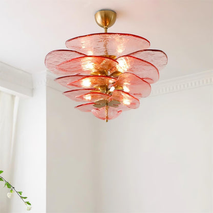 Lotus Lustre Verre Contemporain Feuille En Couches