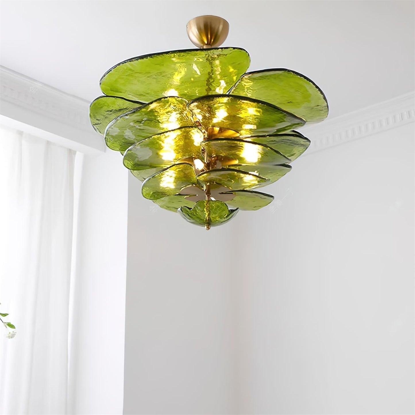 Lotus Lustre Verre Contemporain Feuille En Couches