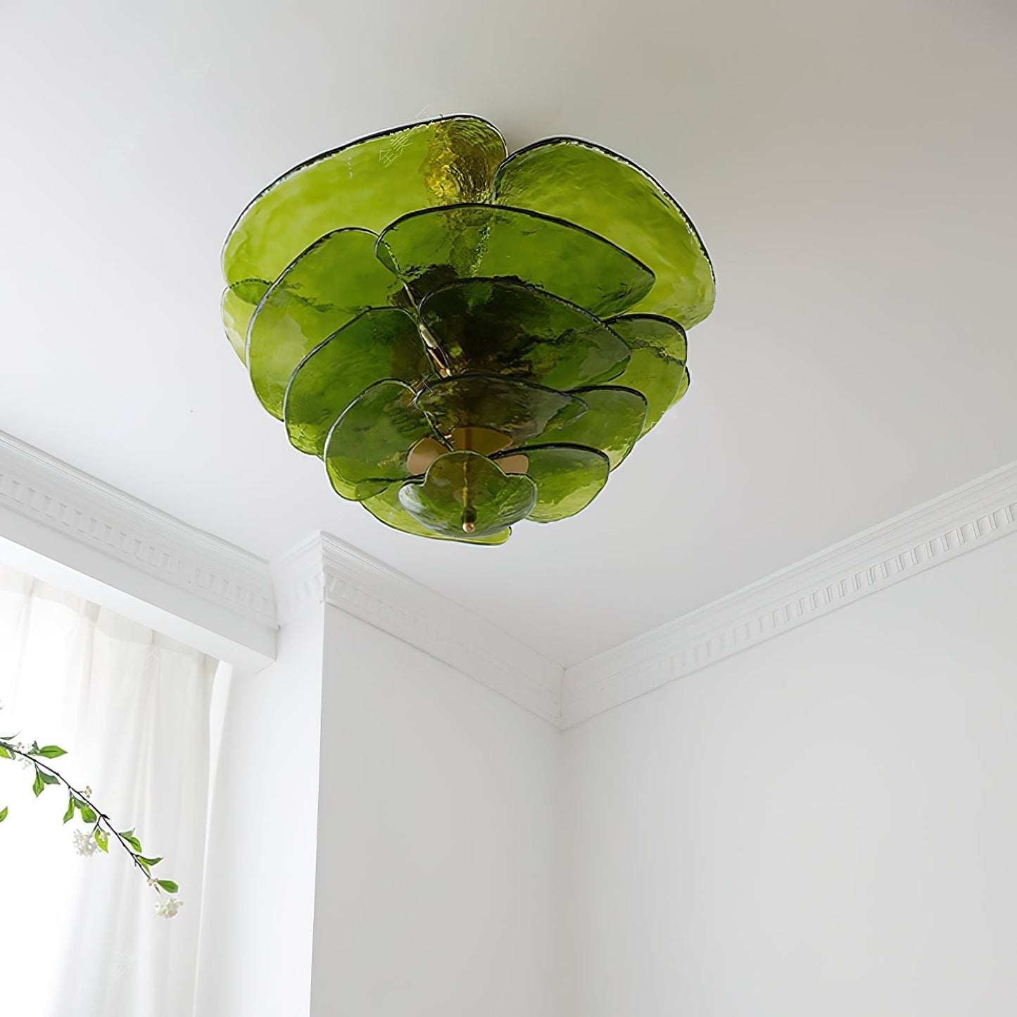 Lotus Lustre Verre Contemporain Feuille En Couches