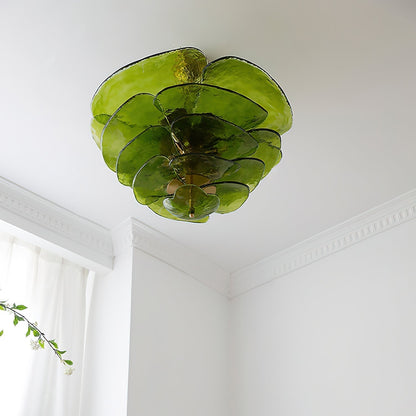 Lotus Lustre Verre Contemporain Feuille En Couches