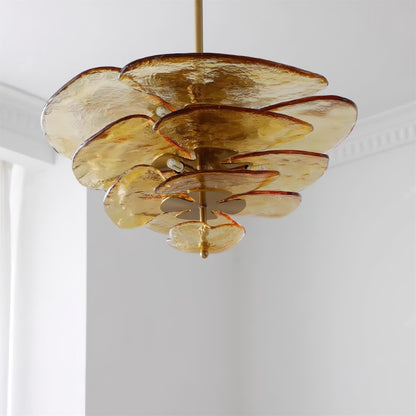 Lotus Lustre Verre Contemporain Feuille En Couches