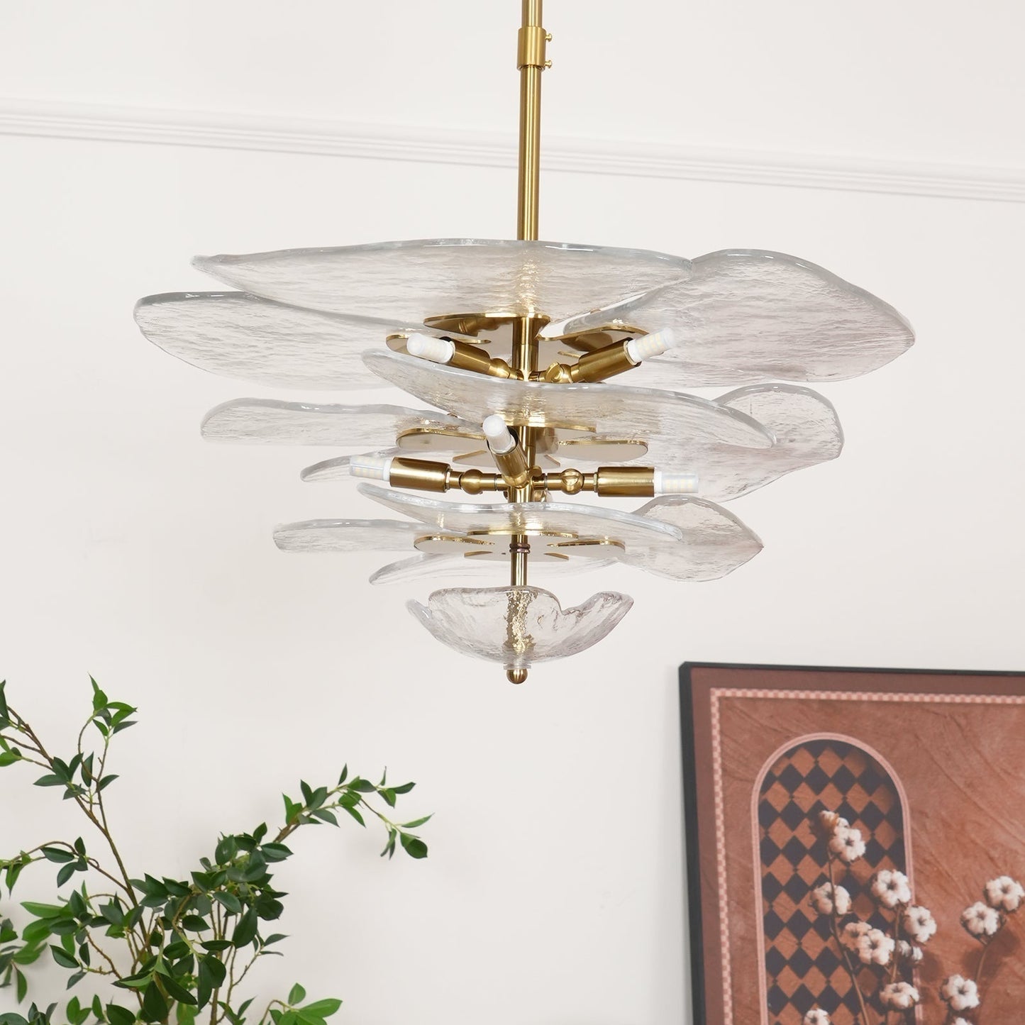 Lotus Lustre Verre Contemporain Feuille En Couches