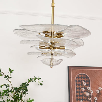 Lotus Lustre Verre Contemporain Feuille En Couches