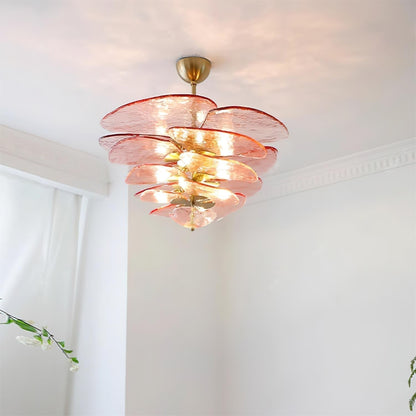 Lotus Lustre Verre Contemporain Feuille En Couches