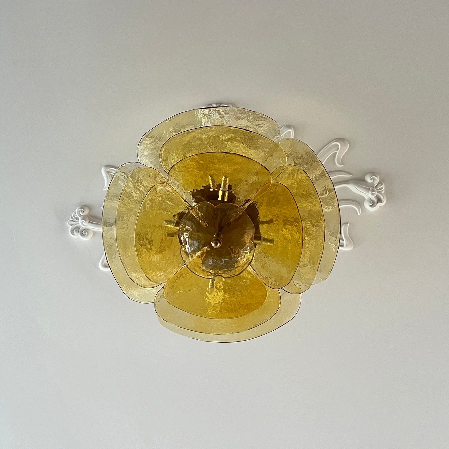 Lotus Lustre Verre Contemporain Feuille En Couches