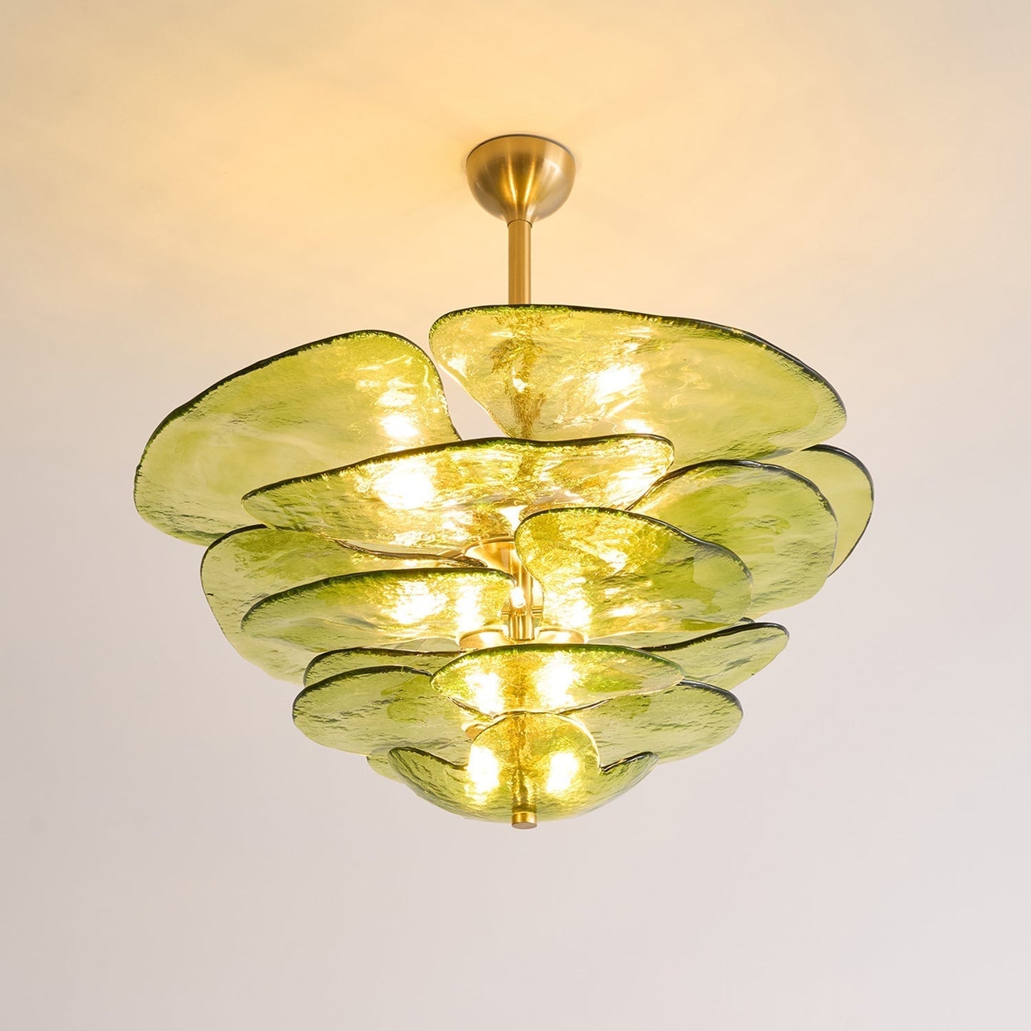 Lotus Lustre Verre Contemporain Feuille En Couches