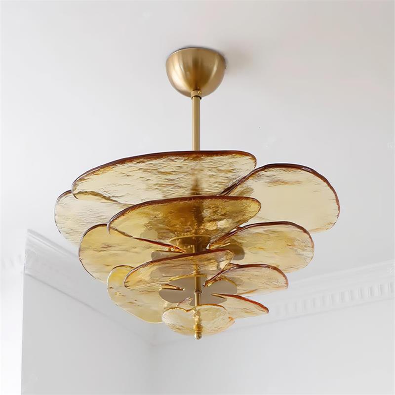 Lotus Lustre Verre Contemporain Feuille En Couches
