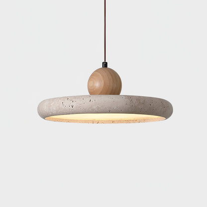Opalyn Travertine & Wood Pendant Light