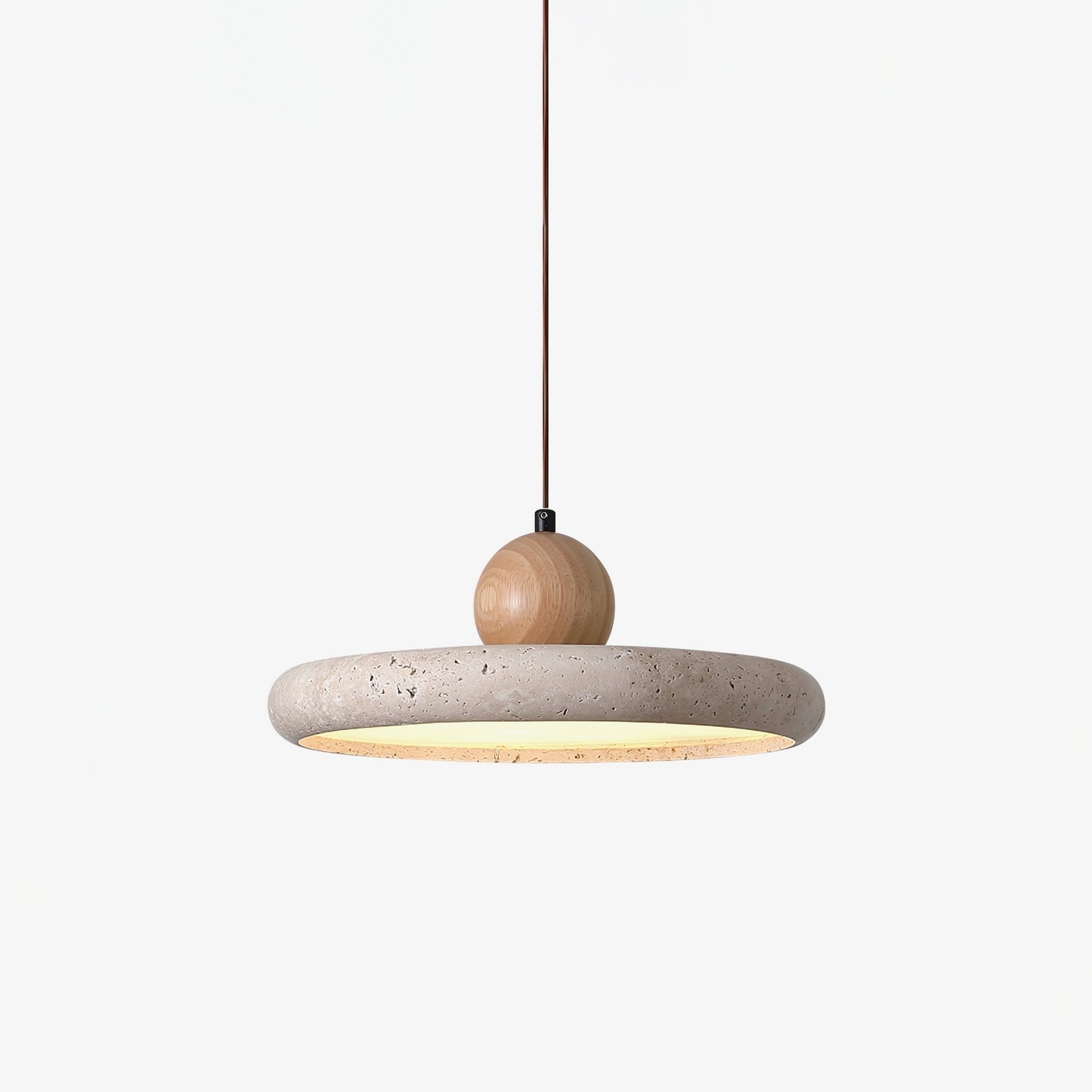 Opalyn Travertine & Wood Pendant Light