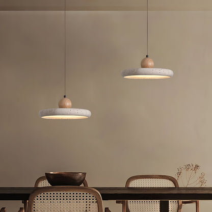 Opalyn Travertine & Wood Pendant Light