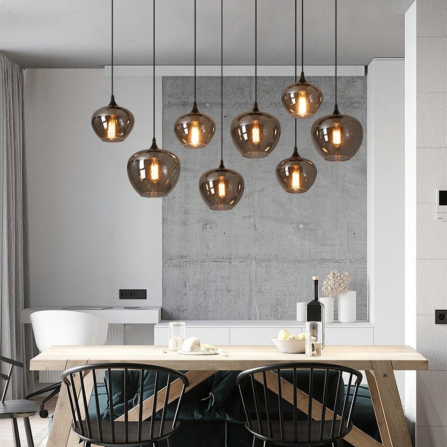June Suspension minimaliste en verre fumé gris