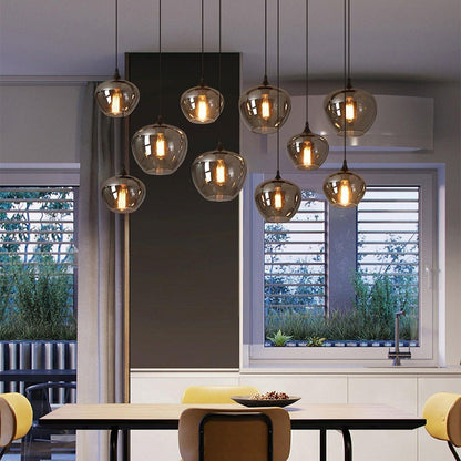 June Suspension minimaliste en verre fumé gris