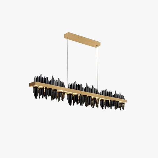 Kristy Industrie-Kronleuchter, rechteckig, Metall, Gold, Schwarz, für Wohnzimmer