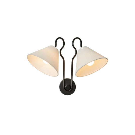 Walter Wall Lamp Double White Cone Shades Fabric