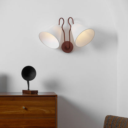 Walter Wall Lamp Double White Cone Shades Fabric