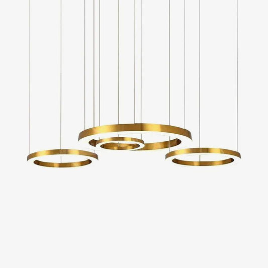 Arisha moderne LED metalen grote multi-ring verstelbare woon-/eetkamer hanglamp, goud