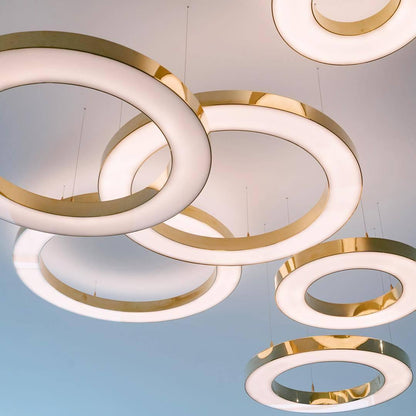 Arisha Modern LED Metal Large Multi Ring Adjustable Living/Dining Room Pendant Light, Gold