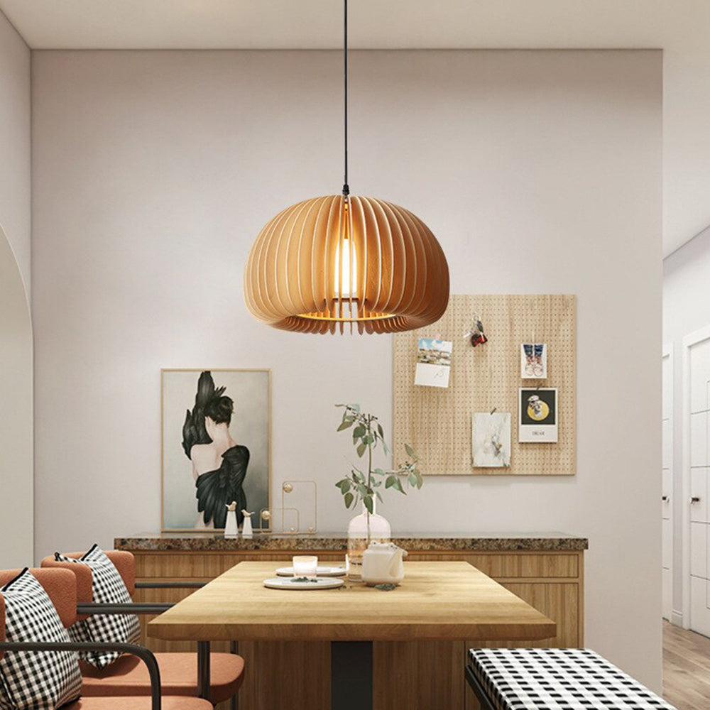 Muto Pumpkin Pendant Light, Wood